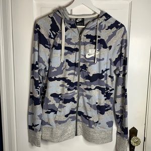 NIKE Women’s Vintage Blue Camo-Print Hoodie SZ M